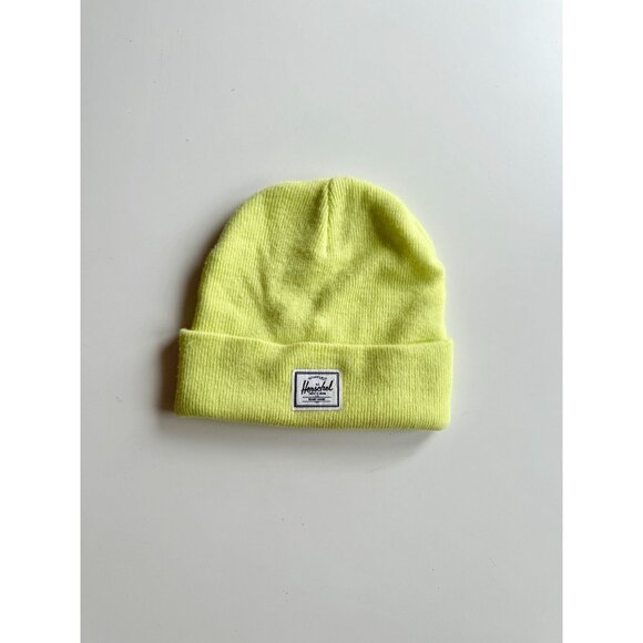 HERSCHEL Elmer Highlighter Yellow Acrylic Knit Beanie Toque Hat - Picture 2 of 12